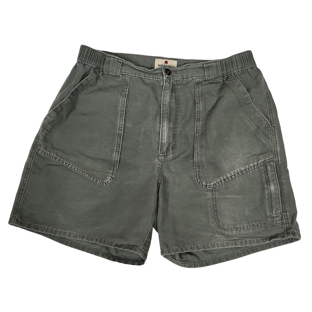 Vintage Woolrich Utility Shorts Olive Green Hiking Gorpcore Elastic 7" In 34